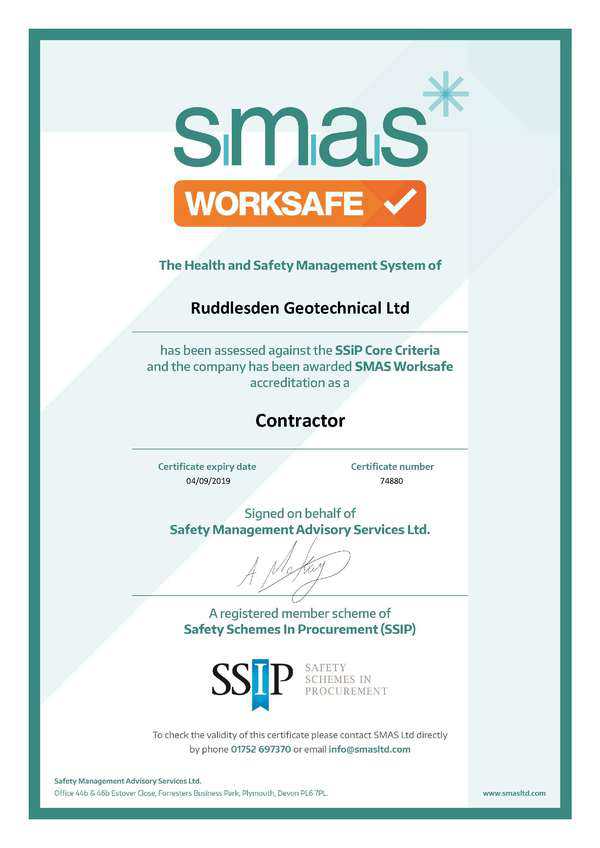Ruddlesden geotechnical is now SMAS accredited!